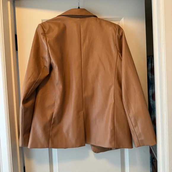 A New Day Brown Leather Coat/Bazer - Picture 6 of 7